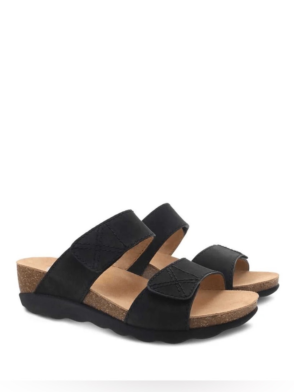Dansko Maddy Black Leather Milled Nubuck Slide Wedge Sandals EU 42 / 11.5- 12